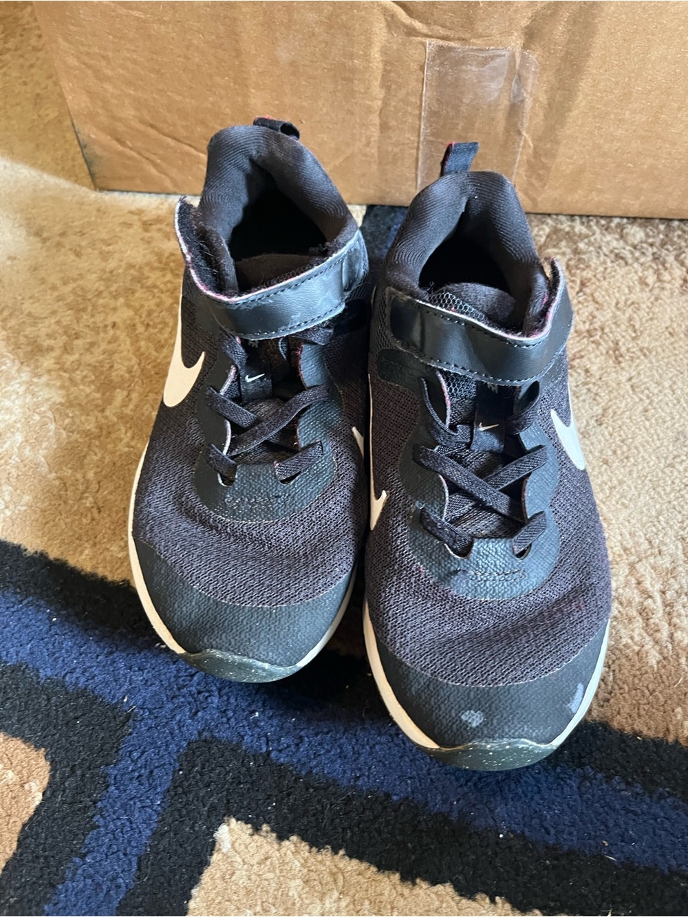 Nike Kids Black and White Hook-and-Loop Sneakers